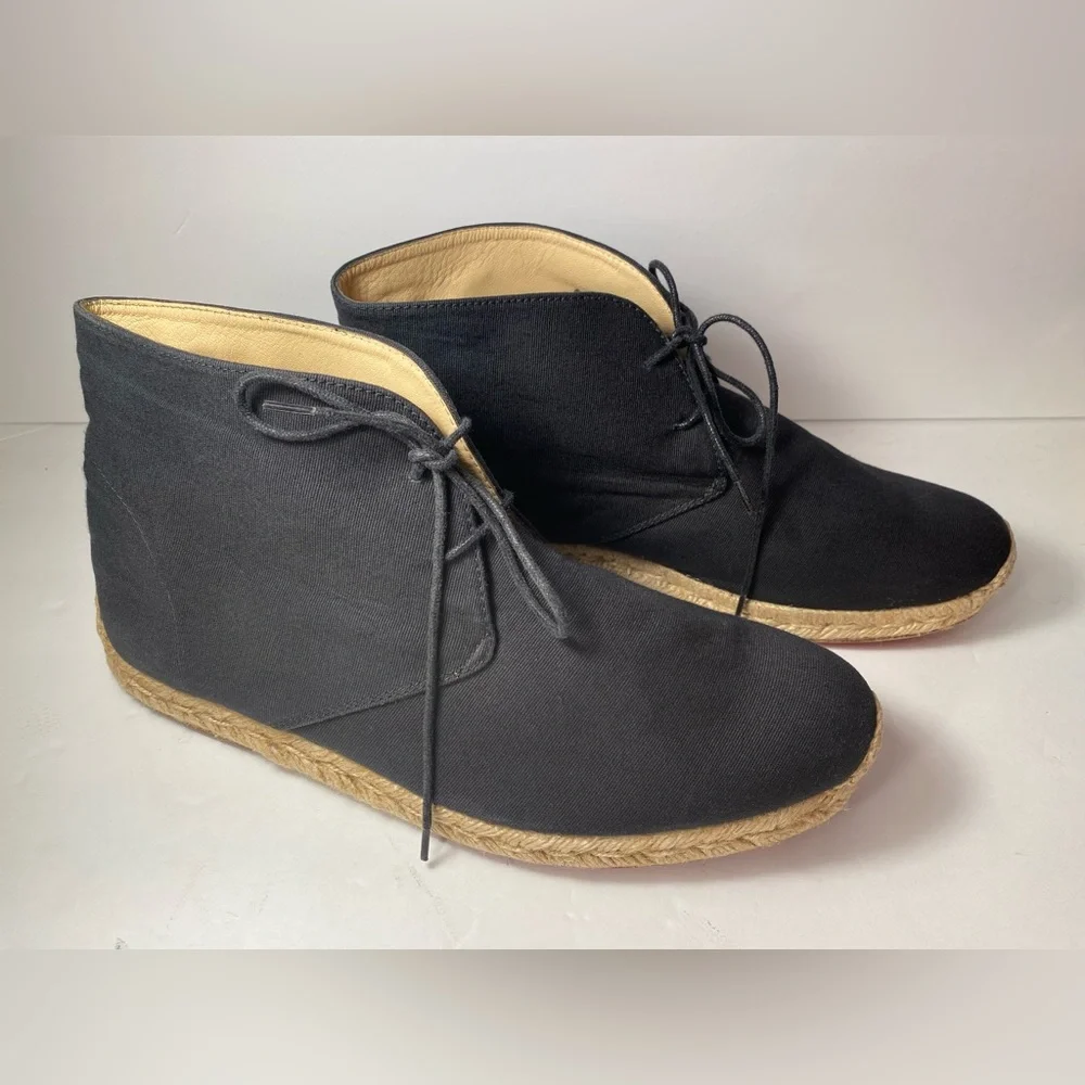 Christian Louboutin cadaques chukka ankle boots espadrille black 40